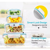 Boîte à déjeuner rectangulaire en borosilicate, 4 pièces, coffre-fort pour micro-ondes, 200-370-640-1000 ml, lot de 4 récipients en verre
