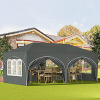 WOLTU Gazebo de pavillon pliant réglable 3x6m avec 6 parois latérales Tente de fête de protection UV étanche avec sac de transport pour pique-nique