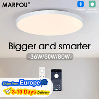 MARPOU LED plafonnier 80W 50W moderne Dimmable lampe intelligente avec télécommande plafonnier pour salon salle de bain cuisine