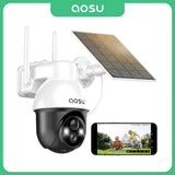 AOSU 3MP PTZ caméra de sécurité solaire batterie intégrée sans fil 2.4Ghz WIFI caméra PIR AI détection 2 voies Audio caméra de vidéosurveillance extérieure