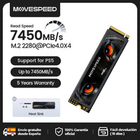 Disque SSD interne MOVESPEED NVMe M.2 2280 4 To, 2 To ou 1 To, PCIe 4.0 x4, compatible PS5, PC portable et PC