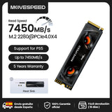 Disque SSD interne MOVESPEED NVMe M.2 2280 4 To, 2 To ou 1 To, PCIe 4.0 x4, compatible PS5, PC portable et PC
