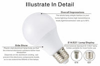 Lot de 10 ampoules LED E27/E14 (20W, 18W, 15W, 12W, 9W, 6W, 3W) - Alimentation 220V - Éclairage spot - Blanc froid/chaud