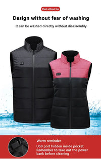 Femmes manteau Intelligent USB chauffage électrique thermique vêtements chauds hiver gilet chauffant grande taille hommes 21 pièces veste chauffante mode
