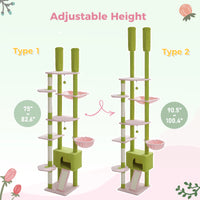 Arbre à chat Cactus du sol au plafond, tour à chat réglable en hauteur avec Hamac confortable pour condote de chat et arbre à gratter, grand arbre d'activité