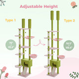 Arbre à chat Cactus du sol au plafond, tour à chat réglable en hauteur avec Hamac confortable pour condote de chat et arbre à gratter, grand arbre d'activité