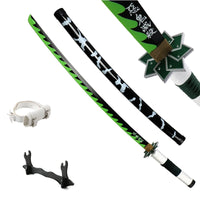 Katana Demon Slayer 41 pouces/104 cm (Tsuyuri Kanao Sanemi Giyuu) en bois bleu, jouet, épée, accessoire de jeu de rôle, personnage, arme