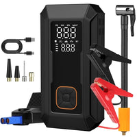 Démarreur de voiture 5 en 1 avec compresseur d'air, booster de batterie auto 1500 A, pompe à air 150 PSI, batterie externe portable et gonfleur de pneus