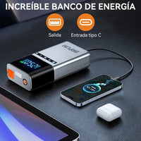 Démarreur de voiture portable BRPOM avec compresseur d'air, gonfleur de pneus, démarreur de batterie de voiture 8000 mAh, boîtier de démarrage, démarreur de batterie de voiture