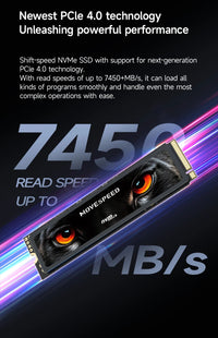 Disque SSD interne MOVESPEED NVMe M.2 2280 4 To, 2 To ou 1 To, PCIe 4.0 x4, compatible PS5, PC portable et PC