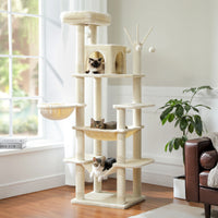 Grand arbre à chat pour grands chats d'intérieur, tour de chat haute pour gros chats avec hamac super grand, arbres grimpant pour chats avec tire à gratter