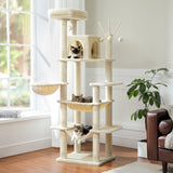 Grand arbre à chat pour grands chats d'intérieur, tour de chat haute pour gros chats avec hamac super grand, arbres grimpant pour chats avec tire à gratter
