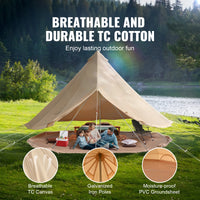 SucceBuy – tente cloche en toile, 4 saisons, 9,8 pieds, yourte, pour le Camping, avec poêle, Jack, respirante, peut contenir jusqu'à 4 personnes