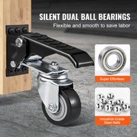 Ensemble de 4 roulettes d'établi SucceBuy 75 kg (165 lb) 6,35 cm (2,5 po) à montage latéral rétractable et pivotantes à 360° pour tables et équipements