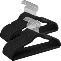 Cintres en Velours, Lot de 30/50, Antiglisse, avec Encoches, Barre pour Pantalons, Crochet Pivotant à 360°, Gain de Place, Épaisseur 0,6 cm, Longueur de 43 cm, Beige Sable/Noir Classique/Gris/Blanc/Rose Clair