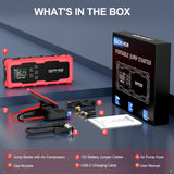 Démarreur de voiture avec compresseur d'air 26800mA/21800mAh, batterie externe, gonfleur de pneus numérique 12V