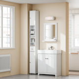 Armoire de salle de bain haute SoBuy BZR34 à 5 compartiments, 1 tiroir et portes, blanche, dimensions approximatives : 20 x 180 x 20 cm.