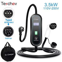 Teschev – chargeur EV 3,5 kw, Type 2, connecteur IEC 62196, 16a, 1 phase, Type 1, SAEJ1772, boîte murale, Station de recharge pour véhicule électrique