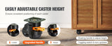 SucceBuy Lot de 4 roulettes pivotantes robustes avec poignée et pieds réglables en hauteur pour établi ou machine