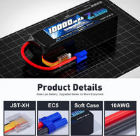 Batterie ZEEE Lipo 6S 10000mAh 22,2V 120C pour drone FPV, avec étui souple et prise EC5, compatible avec voitures et bateaux RC de type désert. Pièces détachées incluses.
