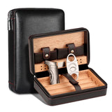 Boîte à cigares Portable, étui à cigares de voyage en cuir et bois de cèdre, boîte à cigares avec ou sans coupe, briquet Puro, ensemble d'accessoires