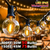 Guirlande lumineuse LED G40, 30M 45M, guirlande lumineuse, féerique, lampadaire extérieur, étanche, rétro, pour décoration de jardin