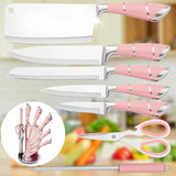 Ensemble de 9 couteaux de cuisine ZENG en acier inoxydable à manche creux, comprenant un couteau à viande tranchant, des ciseaux, un couteau à pain et un épluche-fruits.