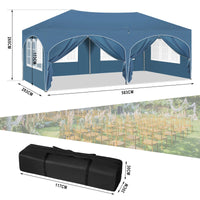 WOLTU Gazebo de pavillon pliant réglable 3x6m avec 6 parois latérales Tente de fête de protection UV étanche avec sac de transport pour pique-nique