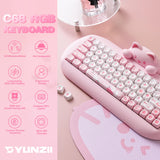 Clavier de jeu sans fil YUNZII C68, clavier mécanique RVB personnalisé Hi-Fi Cute Cat, Silicone 65% échange à chaud ergonomique Kitty Keeb