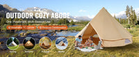 VEVOR Tente Cloche en Toile 4 m Tente de Yourte 4 Saisons Tente de Camping Familial avec Trou de Poêle à Bois, Sacs de Rangement pour Glamping Jusqu'à 6 Personnes, Groupes en Plein Air, Fête, Chasse