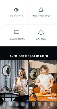 Éclairage de remplissage de photographie LED avec trépied, appareil Photo, cercle de Studio Photo, anneau lumineux pour Selfie, lampe de téléphone, vidéo Youtube