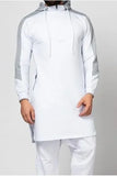 Caftan à capuche pour homme musulman, patchwork, vêtements islamiques, manches longues, style Dubaï, Arabie Saoudite, chemise grande taille 3XL 4XL