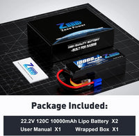 Batterie ZEEE Lipo 6S 10000mAh 22,2V 120C pour drone FPV, avec étui souple et prise EC5, compatible avec voitures et bateaux RC de type désert. Pièces détachées incluses.