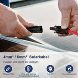 PowMr-Câble Photovoltaïque Étanche IP68 avec Connexion, Long Fil d'Extension Noir et Rouge, Système Solaire, 5m, 10m, 15m, 6 mm2, 10AWG