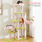 Grand arbre à chat pour grands chats d'intérieur, tour de chat haute pour gros chats avec hamac super grand, arbres grimpant pour chats avec tire à gratter