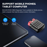 MUCAR BT200/BT200 Pro OBD2 Outil de diagnostic Bluetooth Diagnostic complet du système, réinitialisation de l'huile SAS 15 Scanner OBD 2 pour tous les véhicules Lecteur de codes