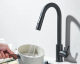 Robinet d'évier de cuisine extractible, deux fonctions, mitigeur d'eau chaude et froide à poignée unique, monté sur le pont