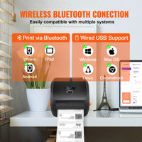 SucceBuy 300DPI imprimante d'étiquettes thermiques Bluetooth reconnaissance automatique d'étiquettes prise en charge Windows/Mac/Android pour les paquets d'expédition 4x6