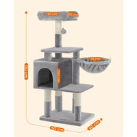 Feandrea Arbre à Chat Multi-Niveaux, Hauteur 110 cm, Niche, Gris Clair PCT52W