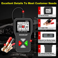 Testeur de batterie automobile KINGBOLEN BM550 : détection 6 V, 12 V et 24 V, analyseur de batterie automobile, capacité de démarrage à froid (CCA) de 100 à 2 000 mAh, outil d’analyse de la forme d’onde de la batterie.