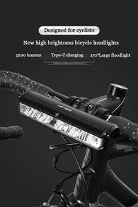 Éclairage avant pour vélo, 5200 lumens, 8000 mAh, étanche, lampe torche pour vélo de route rechargeable par USB, accessoires et équipement de cyclisme
