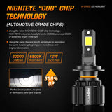NIGHTEYE-Ampoules LED Canbus pour voiture, lumières de sauna, lampe automatique, H7, H4, HB3, 9005, HB4, 9006, H11, H8, H9, 9012, 6500K, blanc, 72W, 30000LM
