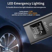 Démarreur portable avec pompe à air, démarreur de batterie de voiture 3000 A, compresseur d'air 150 PSI, gonfleur de pneus, lampe LED