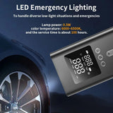 Démarreur portable avec pompe à air, démarreur de batterie de voiture 3000 A, compresseur d'air 150 PSI, gonfleur de pneus, lampe LED