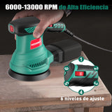 HYCHIKA 300W ponceuse orbitale aléatoire avec 12 pièces papier de verre 6 vitesses 230V ponceuse pour outils de polissage du bois et du métal