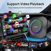 CarlinKit Android 13 LED AI Box, boîtier multimédia intelligent pour voiture, CarPlay sans fil, Android Auto sans fil, puce Qualcomm, carte SD extensible jusqu'à 512 Go