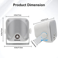 Herdio 4'' Haut-parleur étanche Bluetooth marin 100W robuste pour bateau, montage en surface, pour camping-car, mini-chargeuse, VTT, UTV, RZR, voiturette de golf