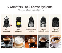 HiBREW Machine à café à capsules multiples, chaud/froid Dolce Gusto lait Nespresso Capsule ESE Pod café moulu cafétéria 20Bar 5 en 1
