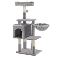 Feandrea Arbre à Chat Multi-Niveaux, Hauteur 110 cm, Niche, Gris Clair PCT52W