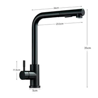 Robinet de cuisine extractible avec douchette à deux jets, mitigeur eau chaude/froide en acier inoxydable.